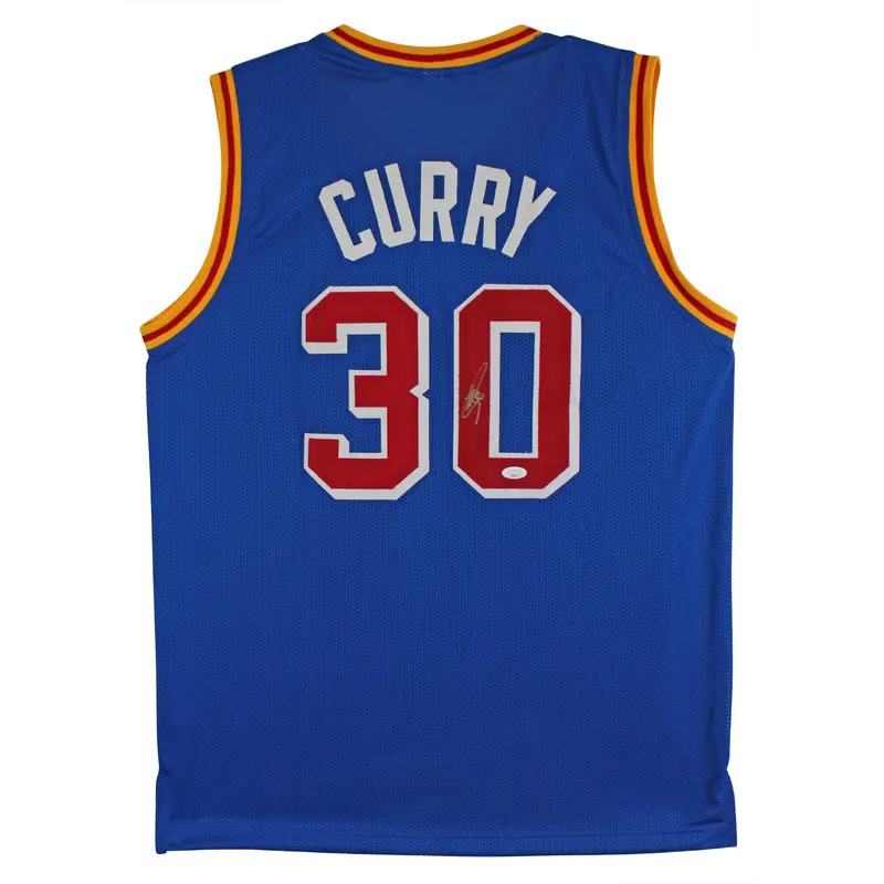Stephen Curry Authentic Signed Blue Pro Style Jersey w/ Red Numbers JSA #AS85314