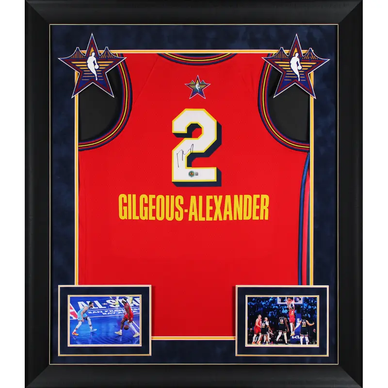 Thunder Shai Gilgeous-Alexander Signed Red ASG Nike Swingman Framed Jersey BAS