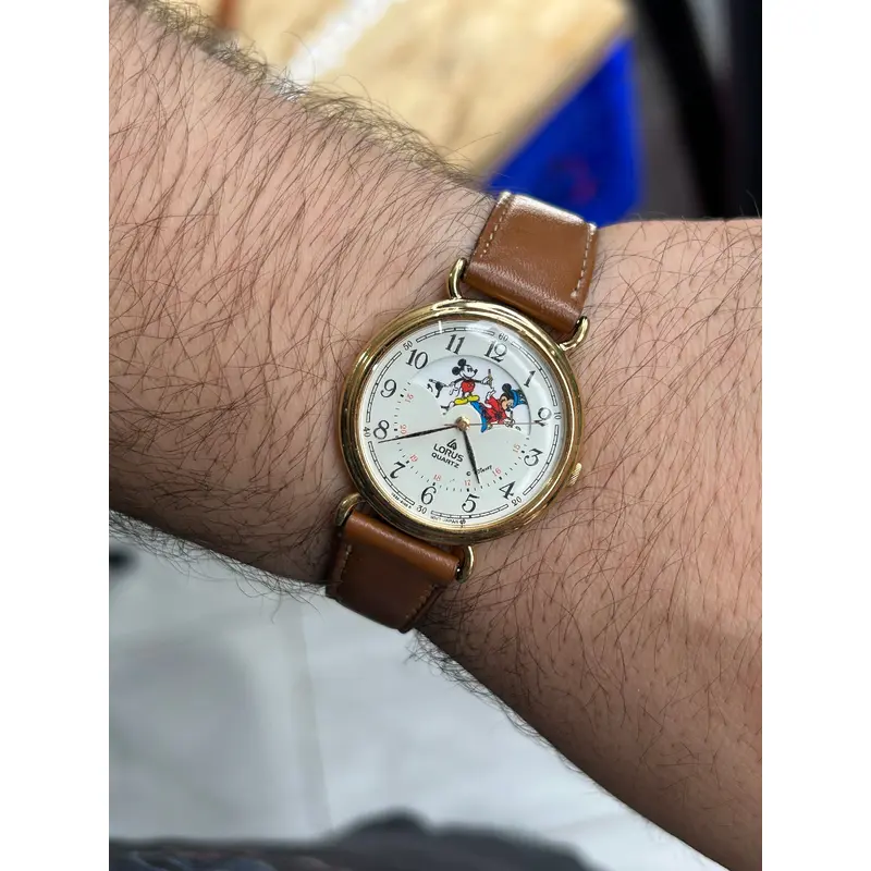 Vintage 1980s Disney Lorus Mickey Through the Years Moon Phase Quartz Watch