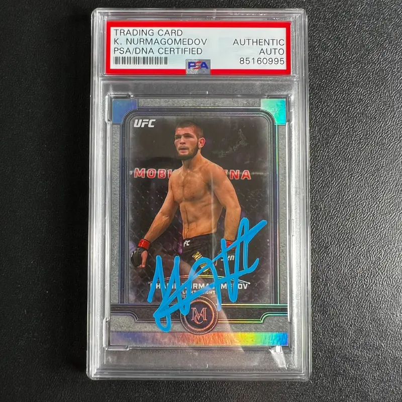 2019 UFC Topps Museum #15 Khabib Nurmagomedov Signed Card AUTO PSA Slabbed