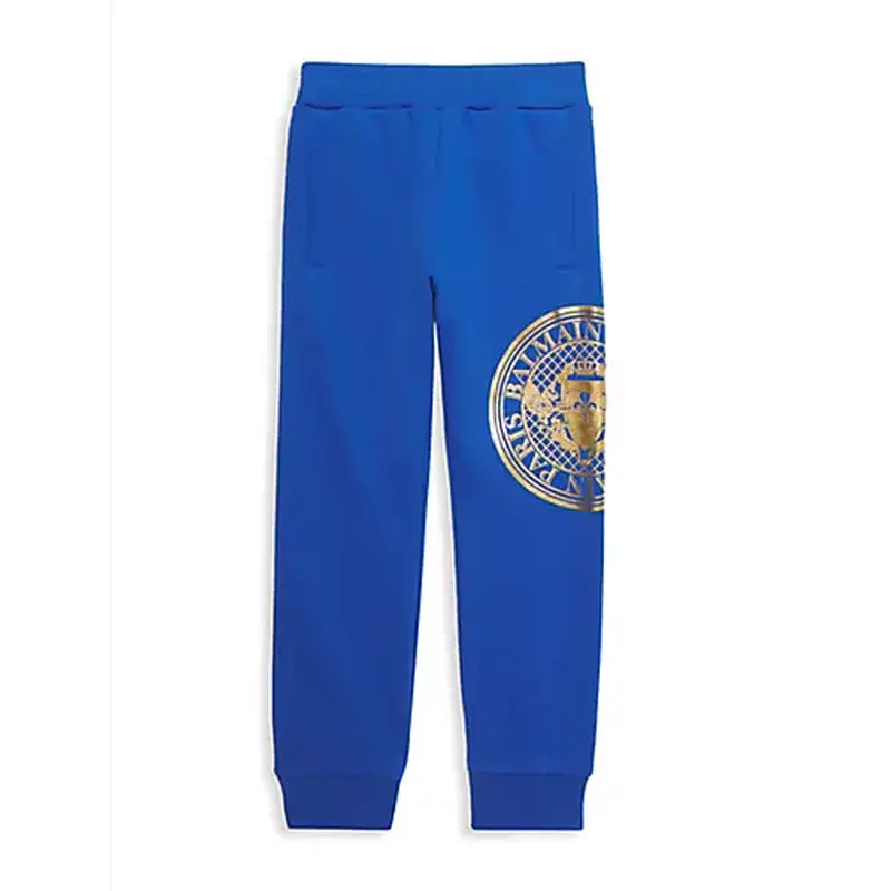 BALMAIN SWEATPANTS W/ COIN LOGO BLUE BT6P60 615