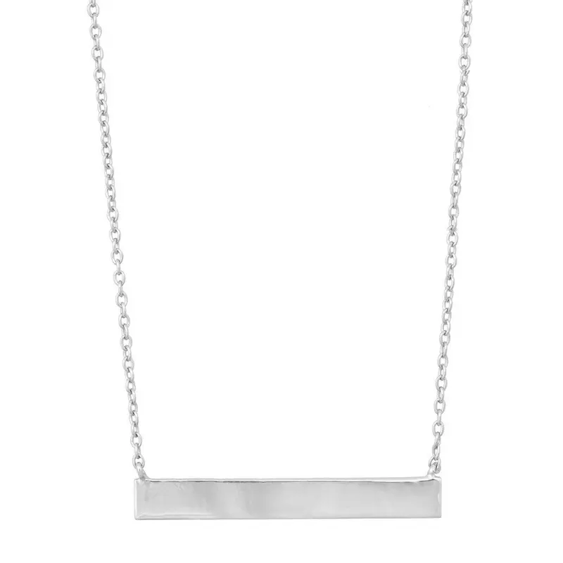 Sterling Silver Bar Necklace - Rhodium Plated