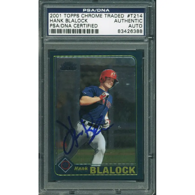 Rangers Hank Blalock Authentic Signed Card 2001 Topps Chrome #T214 PSA Slabbed