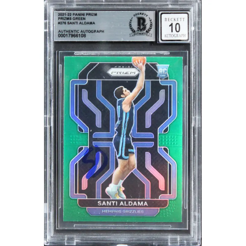 Santi Aldama Signed 2021 Panini Prizm Grn #276 Rookie Card Auto 10! BAS Slabbed