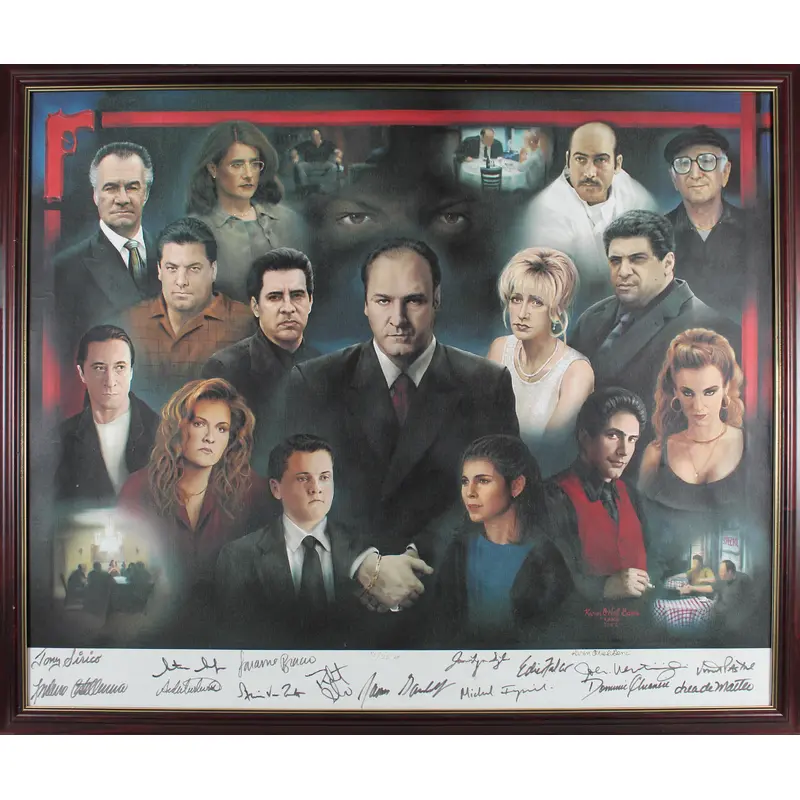 The Sopranos (15) Gandolfini, Falco Signed 30x36 Framed Canvas LE #379/500 BAS