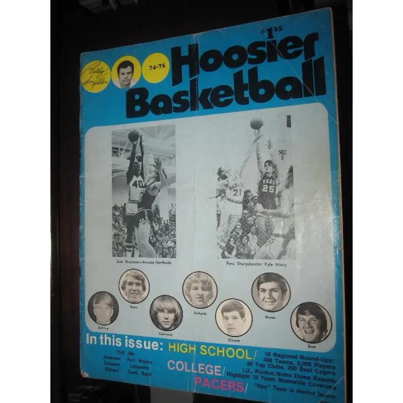 1974-75 Hoosier Basketball Magazine, Sam Drummer & Kyle Macy Cover