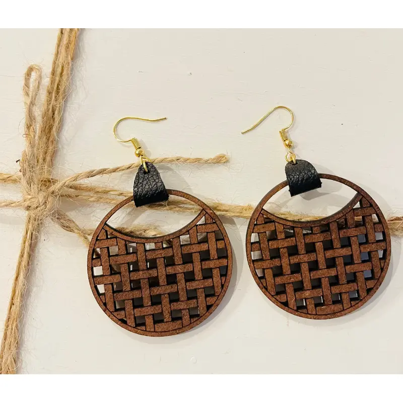 Miriam Wood Basket Earrings