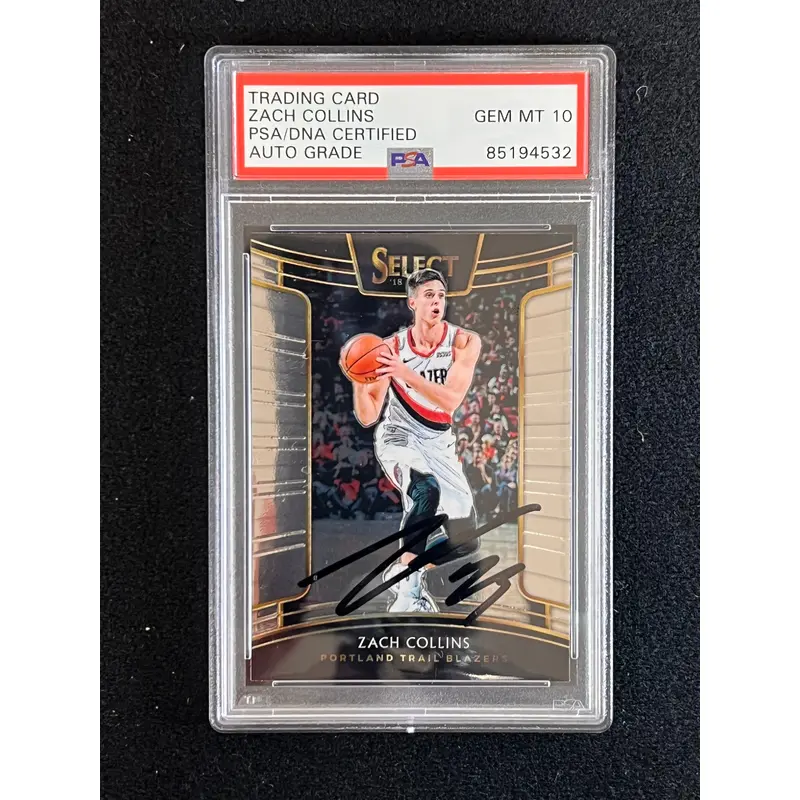 2018-19 Panini Select #92 ZACH COLLINS Signed Card AUT0 10 PSA Slabbed Blazers