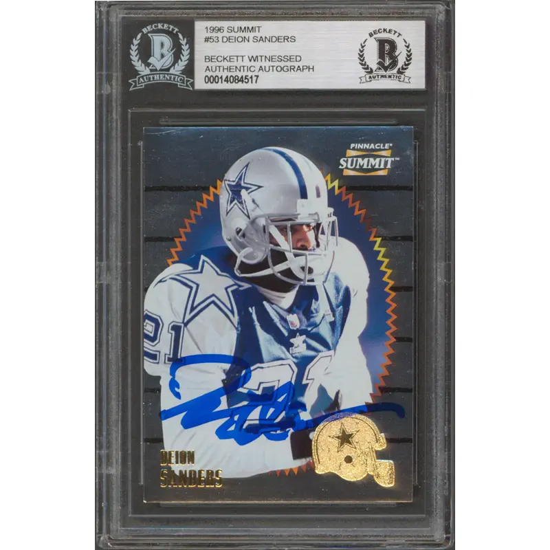 Cowboys Deion Sanders Authentic Signed 1996 Summit #53 Card Autographed BAS Slab