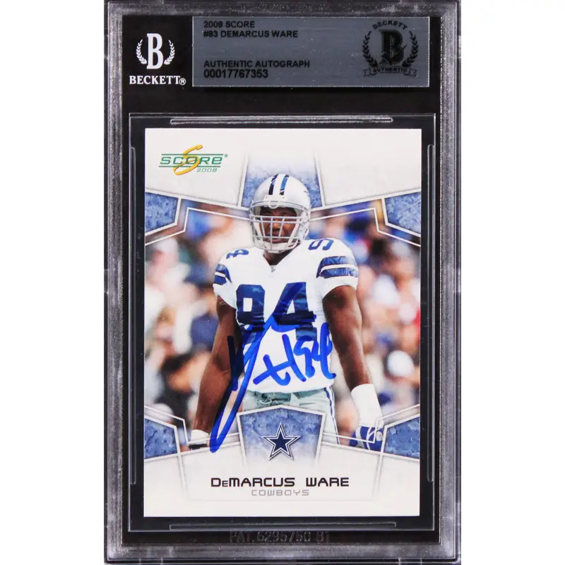 Cowboys Demarcus Ware Authentic Signed 2008 Score #83 Card BAS Slabbed