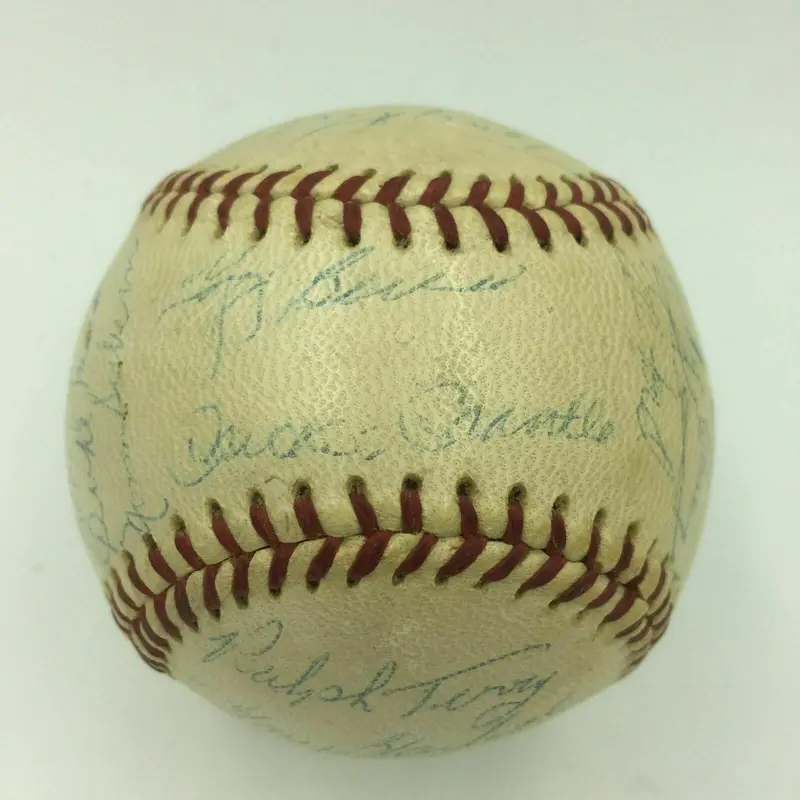 1959 New York Yankees Team Signed Baseball Mickey Mantle Yogi Berra JSA COA