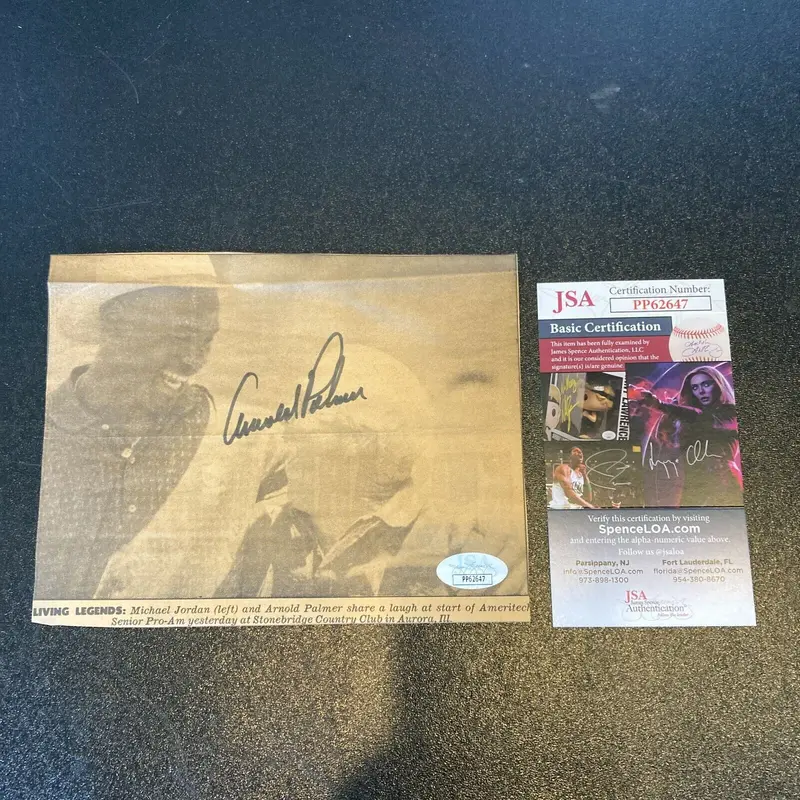 Arnold Palmer Signed Autographed Michael Jordan Newspaper Photo With JSA COA