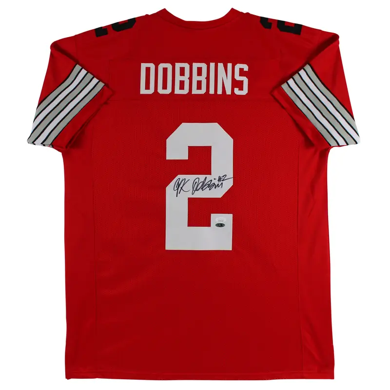 Ohio State J.K. Dobbins Authentic Signed Red Pro Style Jersey JSA Witness