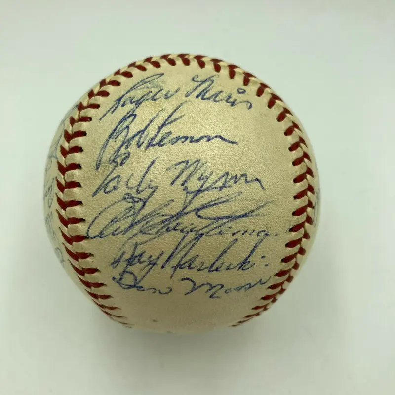 Roger Maris Rookie 1957 Cleveland Indians Team Signed Baseball JSA COA