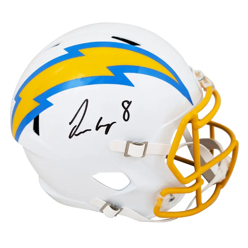 Chargers Omarion Hampton Signed Full Size Speed Rep Helmet BAS Witnessed
