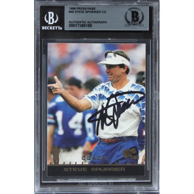 Florida Steve Spurrier Authentic Signed 1998 Press Pass #46 Card BAS Slabbed