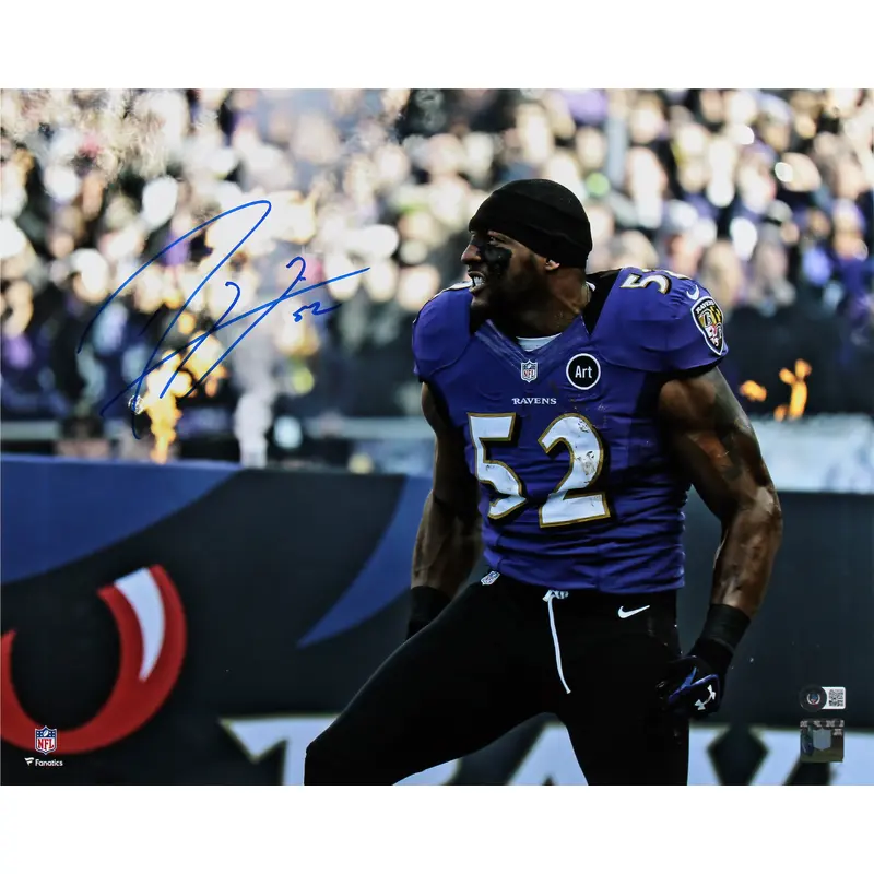Ravens Ray Lewis Authentic Signed 16x20 Horizontal Photo w Purple Jersey BAS Wit