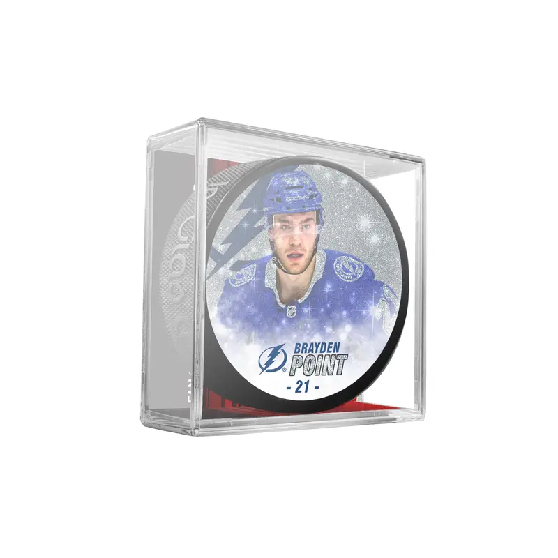 NHLPA Brayden Point #21 Tampa Bay Lightning Special Edition Glitter Puck In Cube