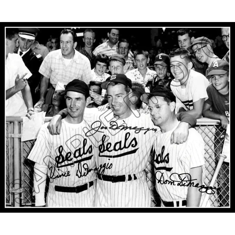 Dimaggio Brothers 8X10 Photo - Autographed 1956 Joe Dom Vince - 1703