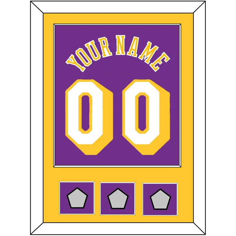 Los Angeles Name & Number With 3 Trophy Patches - Road Purple (1978-1997) - Single Mat 2