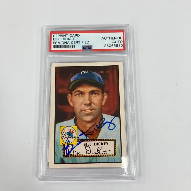 Bill Dickey Signed 1952 Topps RC Reprint Baseball Card PSA DNA Auto