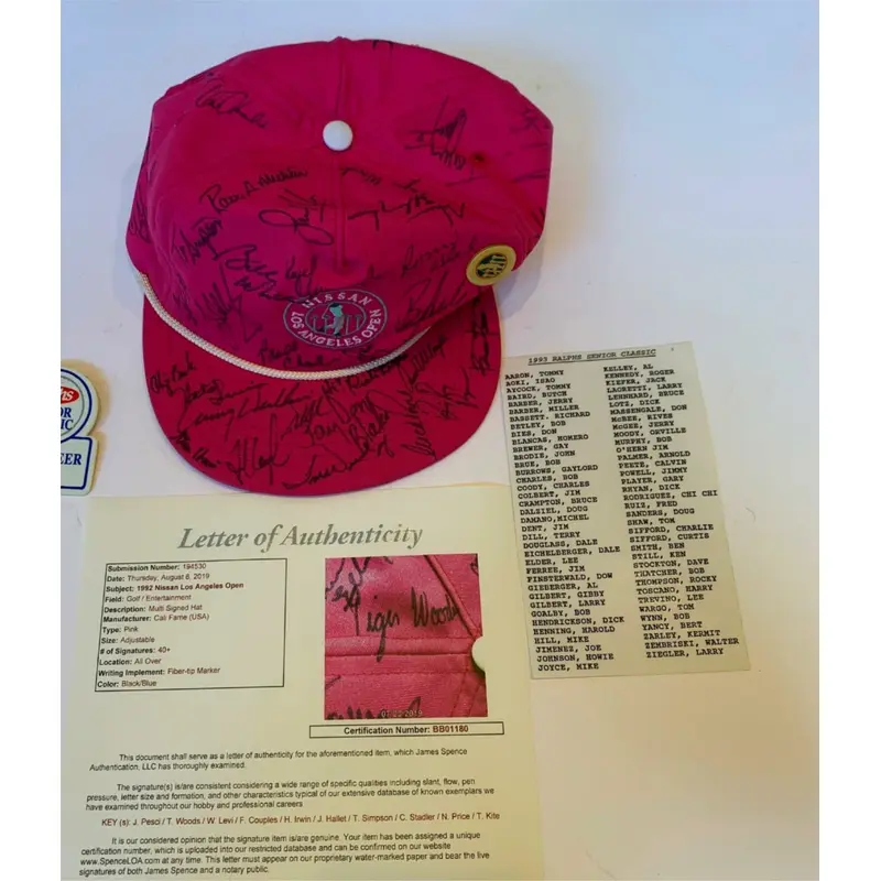Historic Tiger Woods Signed First Ever 1992 PGA Tournament Riviera Hat JSA COA