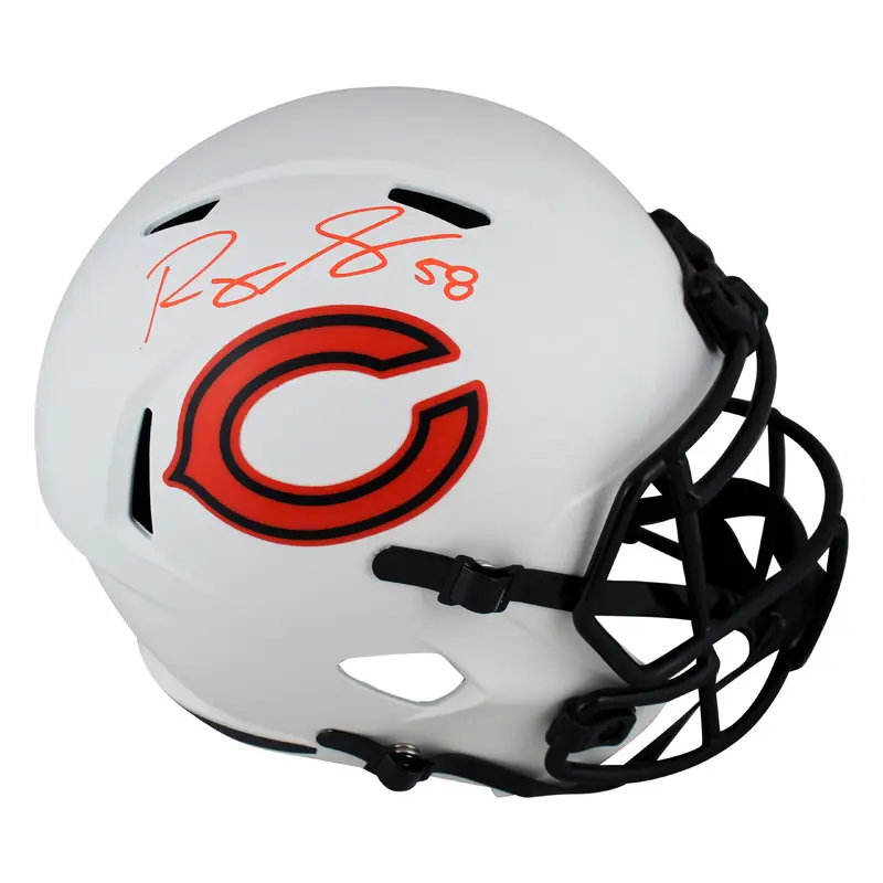 Bears Roquan Smith Authentic Signed Lunar Full Size Speed Rep Helmet BAS Witness
