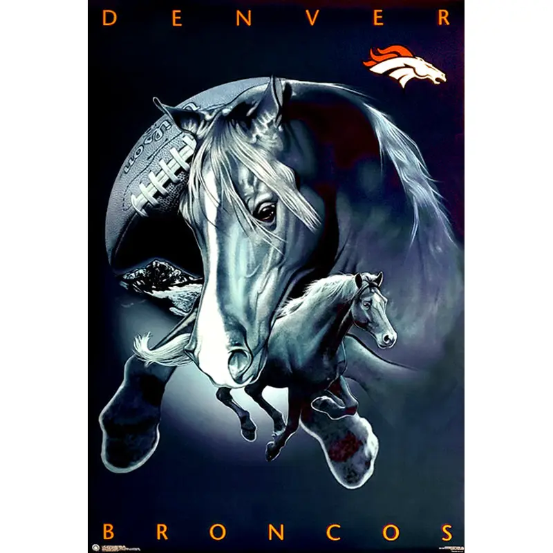 Denver Broncos "Stallions" Official NFL Pro Player Team Theme Art Poster - Costacos 1997