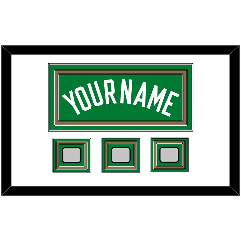 Boston Name & 3 Trophy Patches - Road Green (1972-2018) - Triple Mat 1