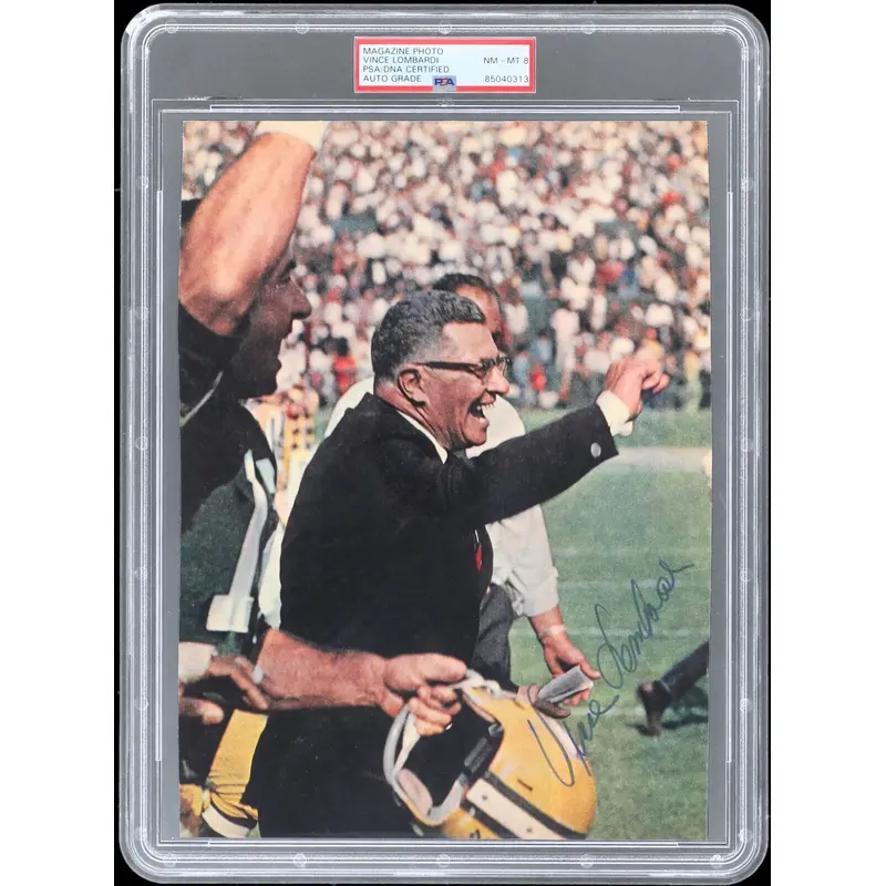 Vince Lombardi Signed 8x11 Photo PSA DNA Near Mint 8 Green Bay Packers RARE