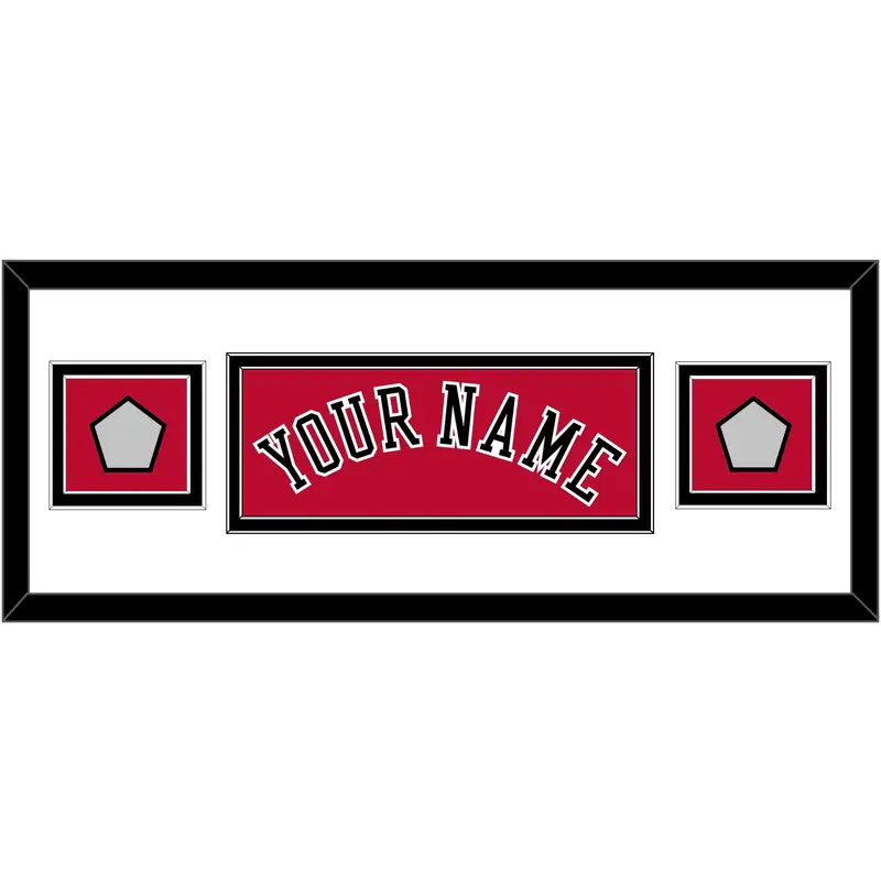 Chicago Name & 2 Finals Patches - Road Red (1986-2017) - Double Mat 2