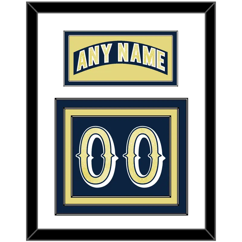 Notre Dame Hockey Nameplate & Number (Back) - Road Blue - Triple Mat 1
