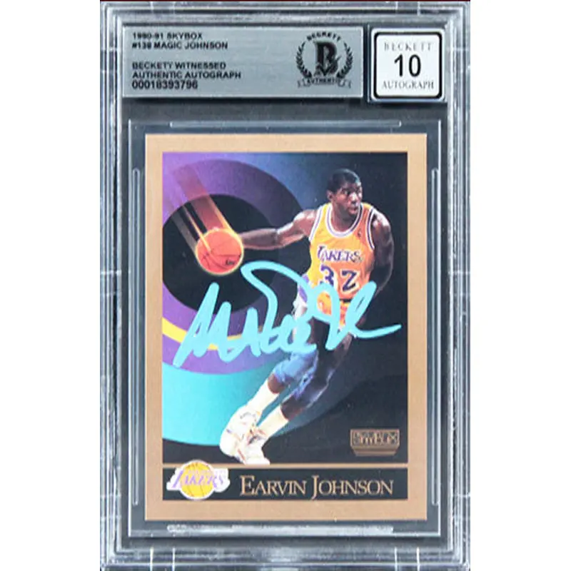 Lakers Magic Johnson Authentic Signed 1990 Skybox #138 Card Auto 10! BAS Slabbed