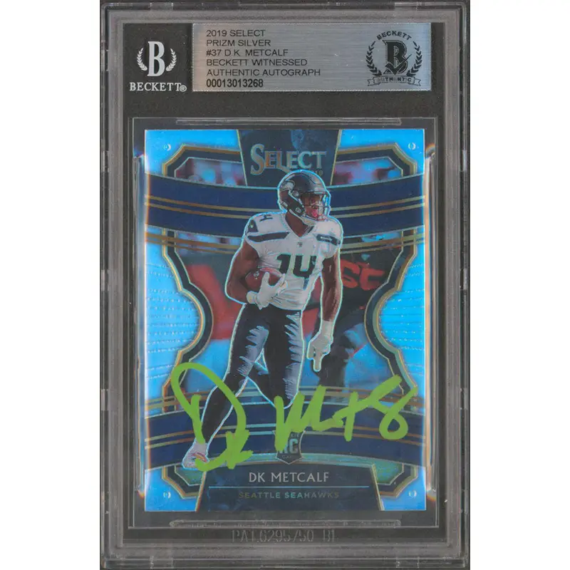 Seahawks DK Metcalf Signed 2019 Select Prizm Silver #37 Rookie Card BAS Slabbed