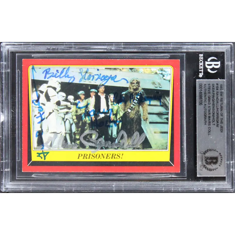 Star Wars (5) Randall, Horrigan, Holt +2 Signed 1983 ROTJ #104 Card BAS Slabbed