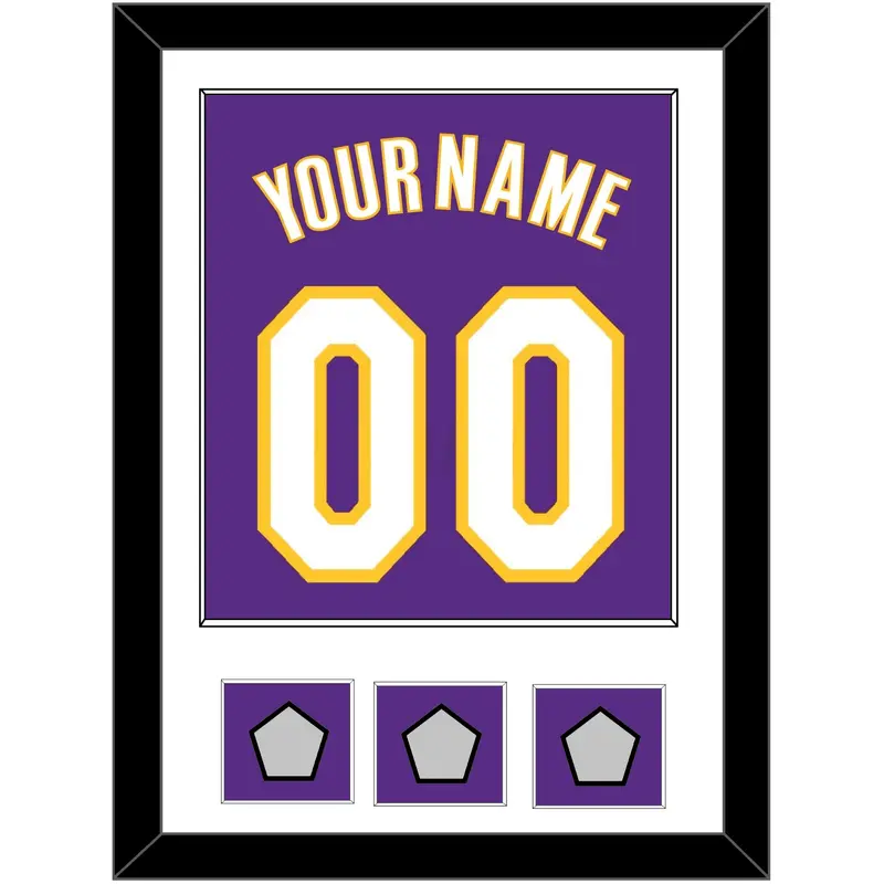 Los Angeles Name & Number With 3 Trophy Patches - Road Purple (1999-2004) - Single Mat 1