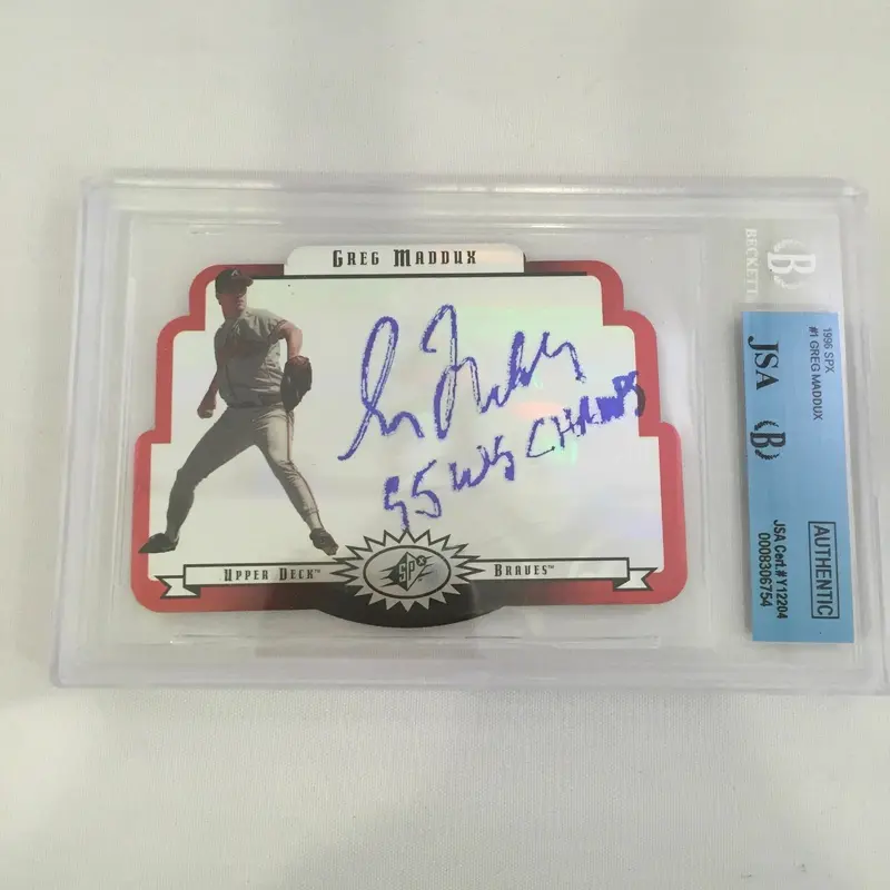 Greg Maddux Signed Autographed 1996 Upper Deck SP Inscribed 95 World Champs BGS