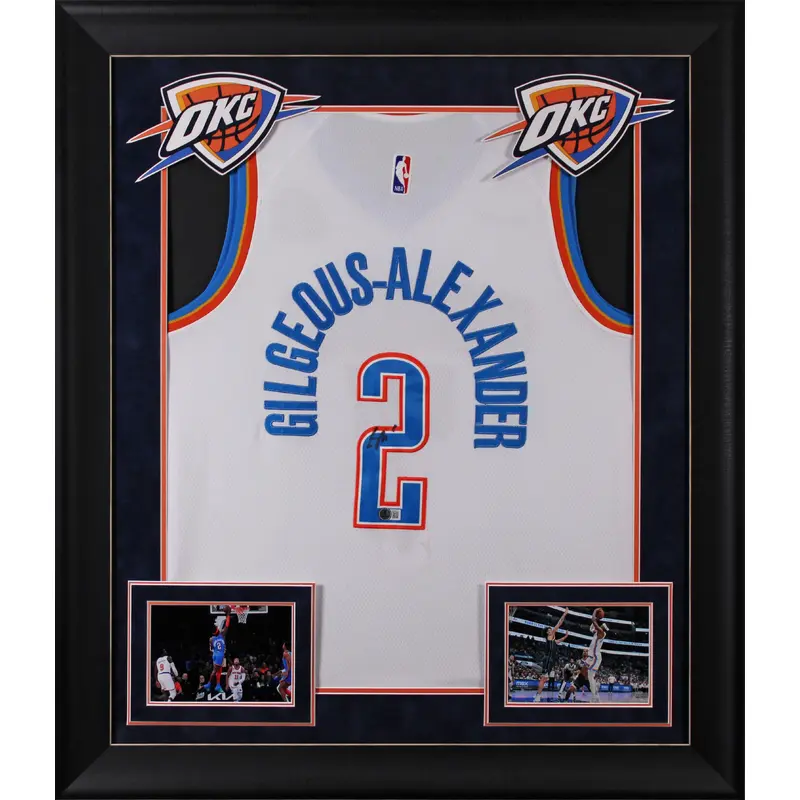 Thunder Shai Gilgeous-Alexander Signed White Nike Swingman Framed Jersey BAS
