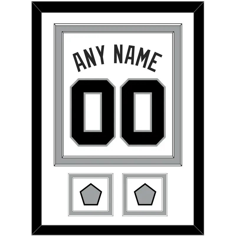 San Antonio Name & Numbers With 2 Finals Patches - Home White (1989-2002) - Double Mat 1