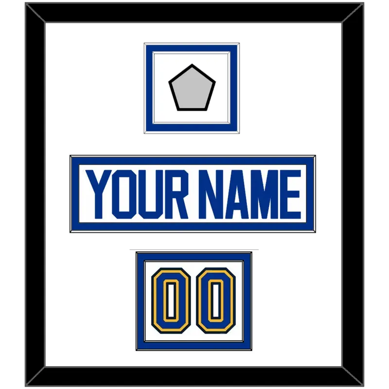St. Louis Nameplate, Number (Shoulder) & Stanley Cup Finals Patch - Road White - Double Mat 1