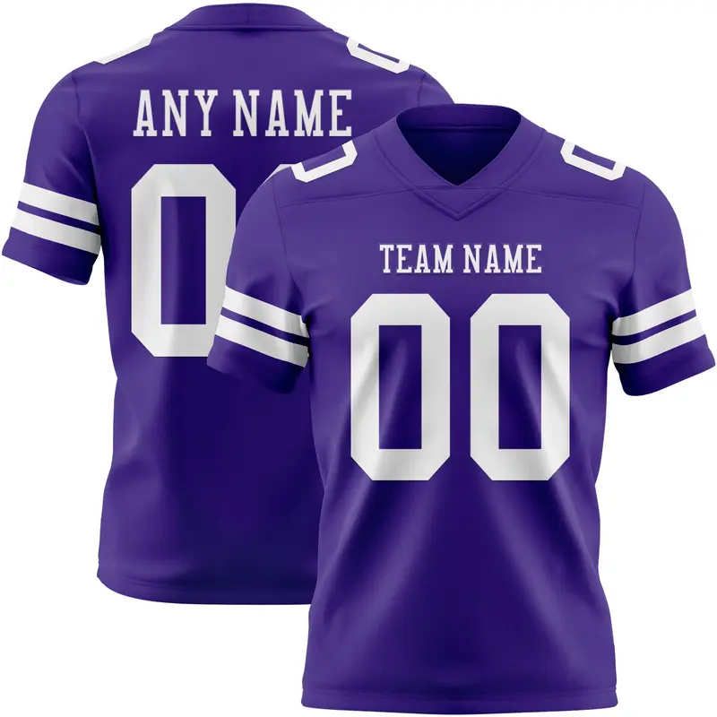 Custom Purple White Mesh Authentic Football Jersey