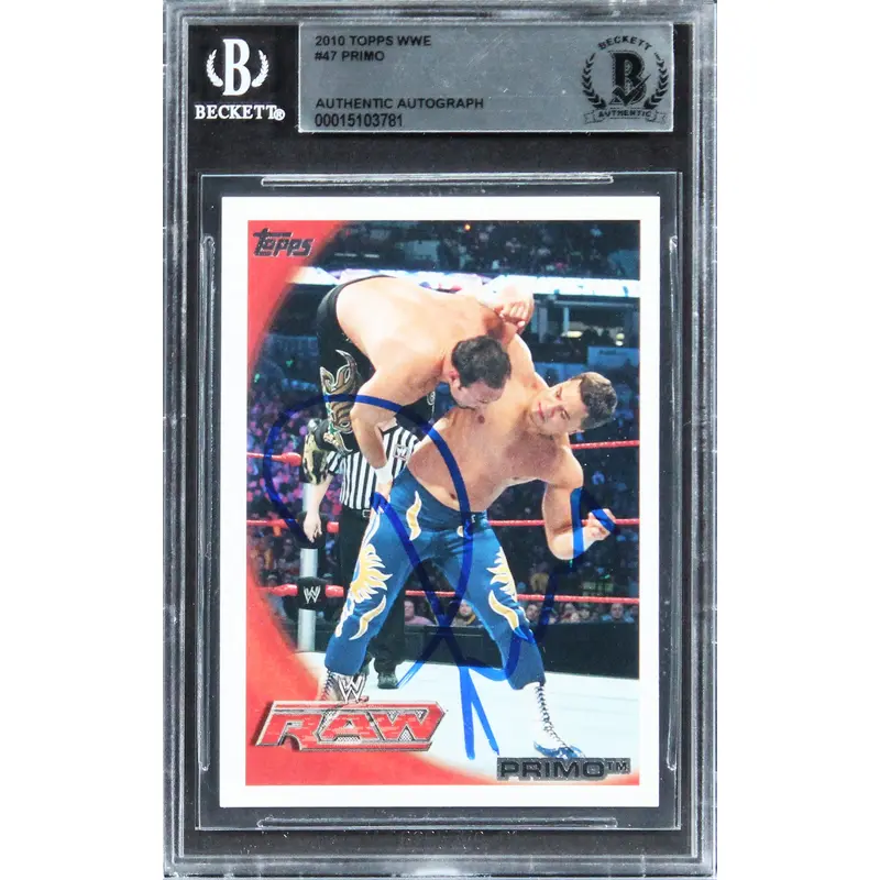 Primo Authentic Signed 2010 Topps WWE #47 Card BAS Slabbed