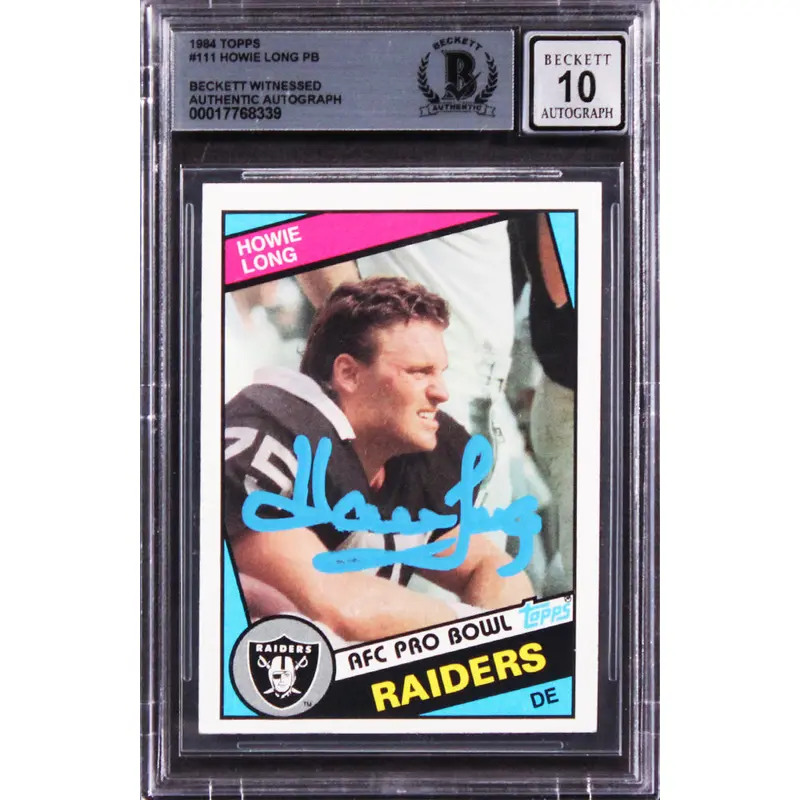 Raiders Howie Long Signed 1984 Topps #111 Rookie Card Auto Gem 10! BAS Slabbed 2