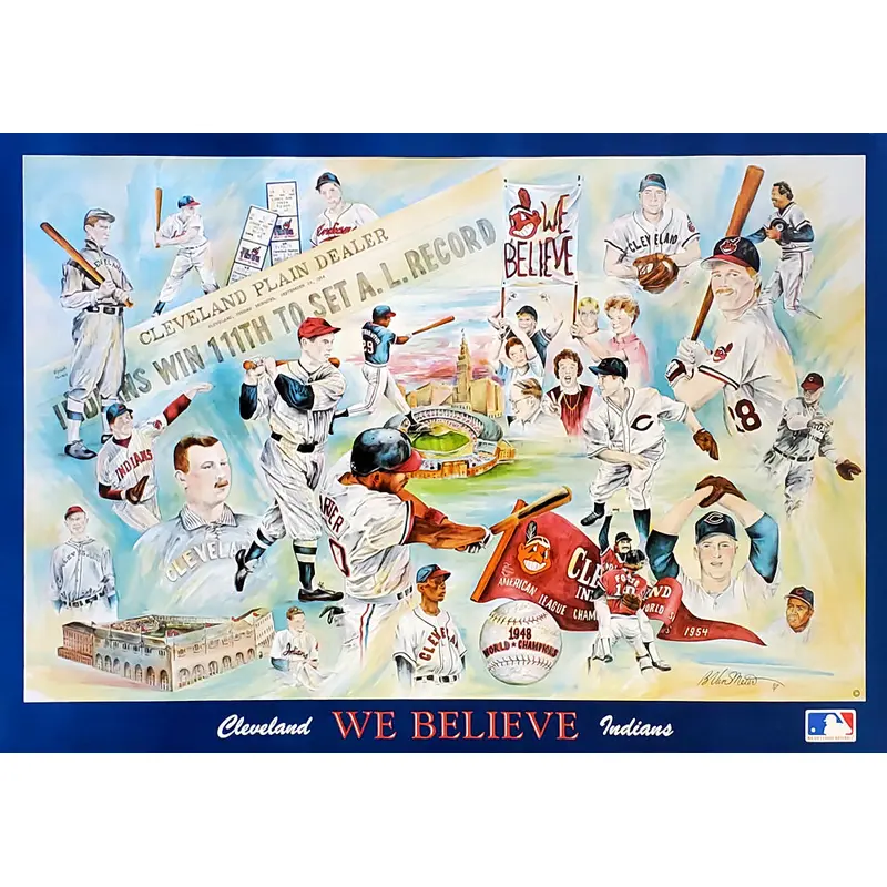 Cleveland Indians "We Believe" Franchise History Collage Poster - B. Van Meter 1987