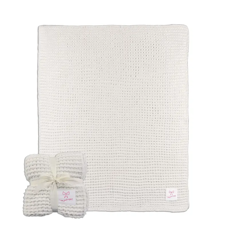 Just A Girl Cable Pink Bow Knit Throw 50x60