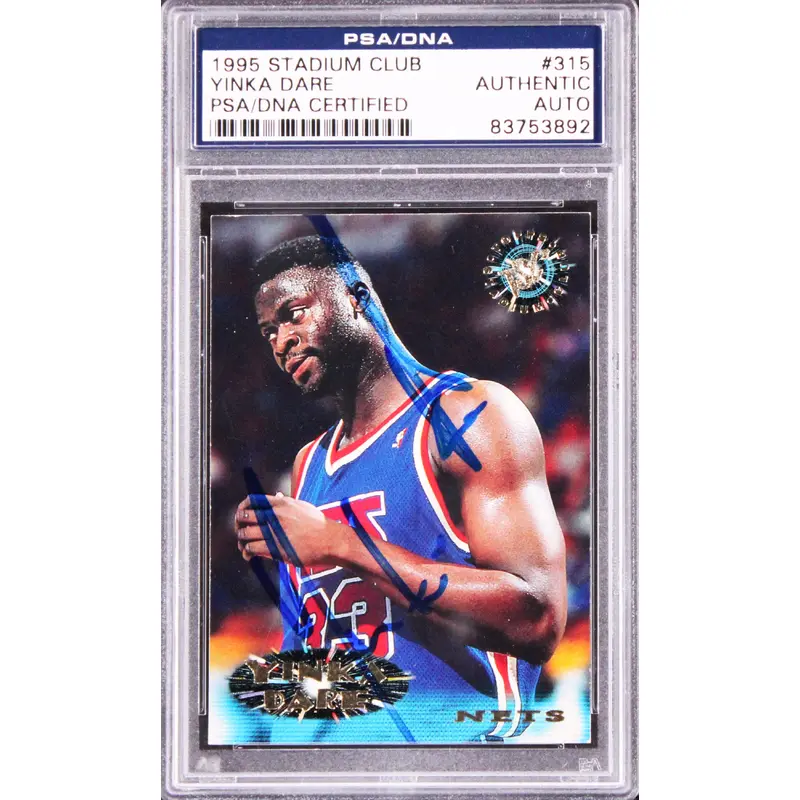 Nets Yinka Dare Authentic Signed 1995 Stadium Club #315 Card PSA Slabbed