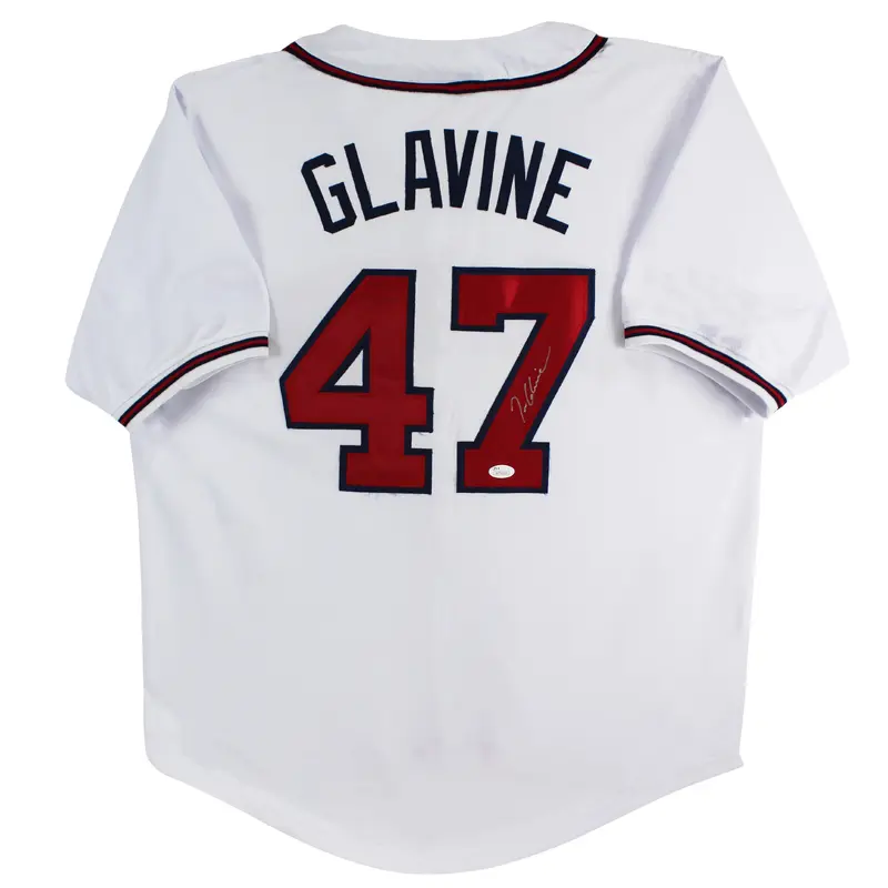 Tom Glavine Authentic Signed White Pro Style Jersey Autographed JSA Witness