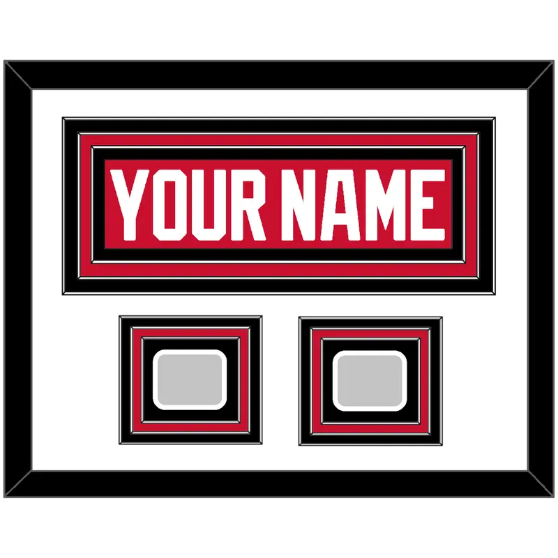 Chicago Nameplate & 2 Stanley Cup Champions Patches - Home Red (2007-2017) - Triple Mat 1