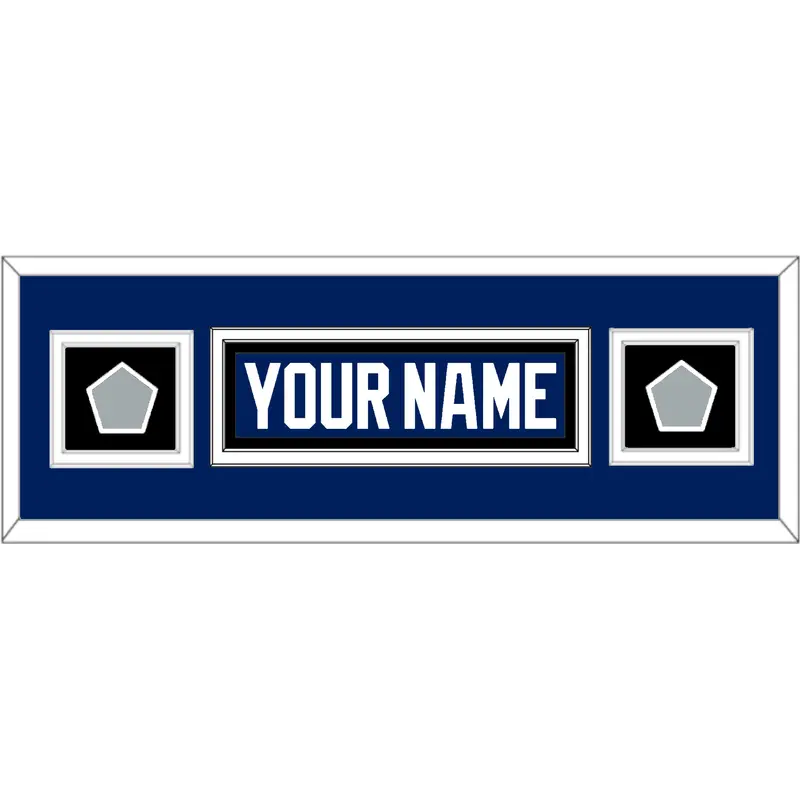 Tampa Bay Nameplate With 2020 & 2021 Stanley Cup Finals Patches - Home Blue - Double Mat 6