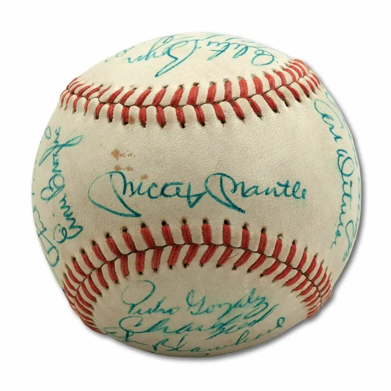 Beautiful 1964 New York Yankees AL Champs Team Signed Baseball Mickey Mantle PSA